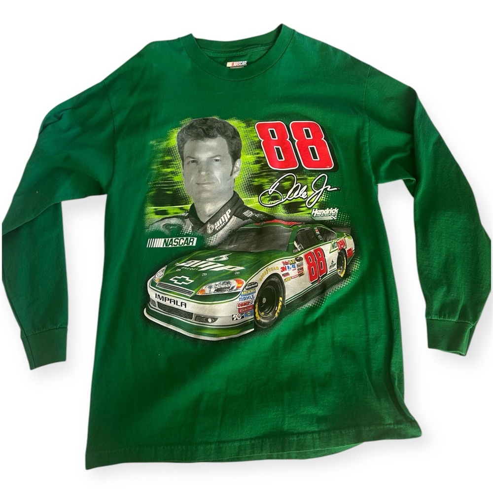 NASCAR Dale Earnhardt Jr 88 Long Sleeve Green T Shirt Mens L